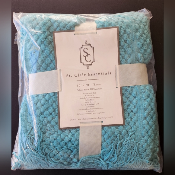 St. Clair Luxe Waffle 50" X 70" Throw - Teal - Picture 3 of 5